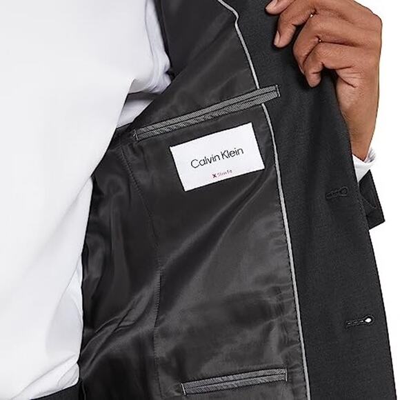 NWT Calvin Klein Men's Slim Fit Performance Wool Suit ,Dark Grey-SZ 38 - Picture 4 of 4
